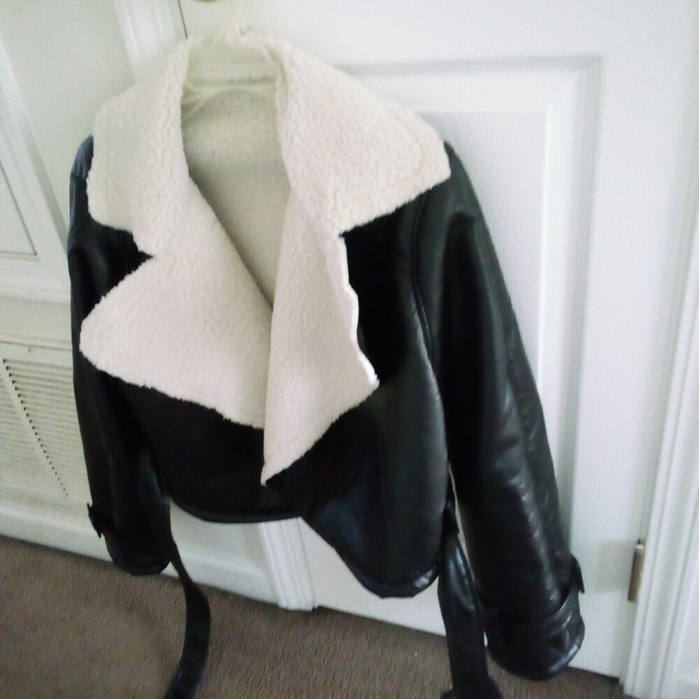 Shein faux leather jacket with shearling